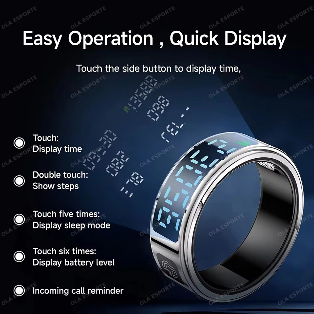 2025 for Xiaomi Samsung Galaxy Ring Smart Touch Disaply Screen Gesture Swipe Video Health Monitor Waterproof Smartring Men Women